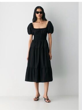 Aritzia Wilfred Allegoria Poplin Cotton Midi Dress